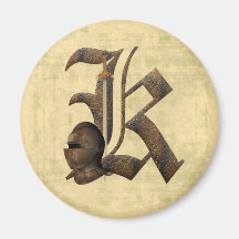 Rusty Knights Initial K Fridge Magnets