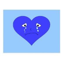 Sad Heart Face Post Cards