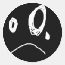 sad smiley round stickers