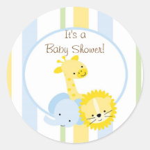safari animals baby shower  sticker cute fun