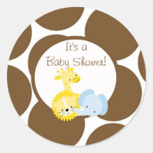 safari animals baby shower  sticker cute fun