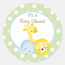 safari animals baby shower  sticker cute fun