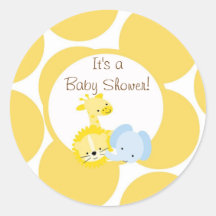 safari animals baby shower  sticker cute fun