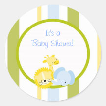 safari animals baby shower  sticker cute fun