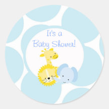 safari animals baby shower  sticker cute fun