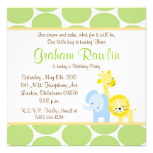 Safari animals birthday party fun cute sweet custom announcement