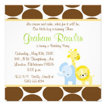 Safari animals birthday party fun cute sweet announcement