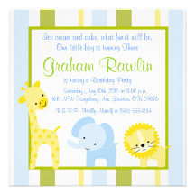 Safari animals birthday party fun cute sweet announcements