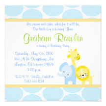 Safari animals birthday party fun cute sweet custom announcement
