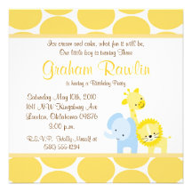 Safari animals birthday party fun cute sweet personalized invite