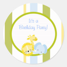safari animals birthday party sticker cute fun