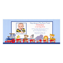 Safari Animals Train Birthday Invitation