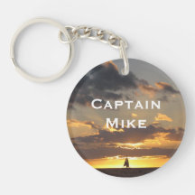 Sail boat at sunset round acrylic keychain