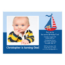 Sail Boat Photo Birthday Invitation