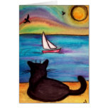 Sailboat Black Cat Card