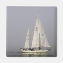 Sailboat Sailing on a Foggy Day Magnets