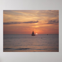 Sailboat Sunset Poster