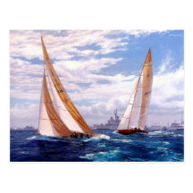 Sailboats and battleships post cards