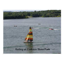 Sailing on the lake post card