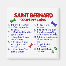 SAINT BERNARD Property Laws 2 Refrigerator Magnets