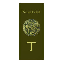 SAINT GEORGE AND DRAGON MEDALLION MONOGRAM PERSONALIZED ANNOUNCEMENT