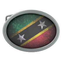 Saint Kitts and Nevis Flag Firework Oval Belt Buckles