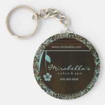 Salon Spa Floral Key Chain Gift damask blue