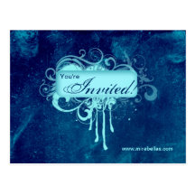 Salon Spa Postcard Invitation Grunge Blue Denim
