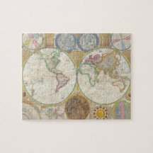 Samuel Dunn Wall Map of the World in Hemispheres Jigsaw Puzzle