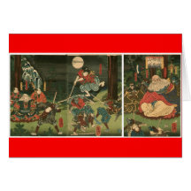 Samurai training with Tengu, Circa 1859 Greeting Cards