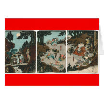 Samurai training with Tengu, Circa 1859 Card