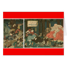 Samurai training with Tengu, Circa 1859 Greeting Card