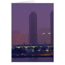 San Diego Skyline City Cities Fog Morning Greeting Card