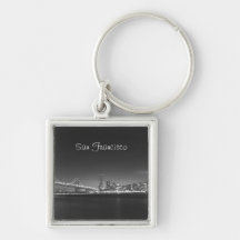 San Francisco Skyline Black White Photo Keychain