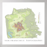 San Francisco Topo Map - White 18x18 Poster