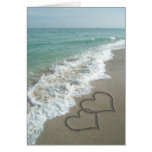 Sand Hearts on Beach Romantic Greeting Cards
