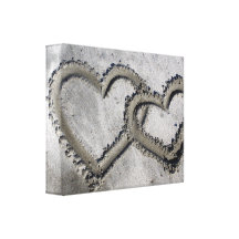 Sand Love Hearts Wrapped Canvas Stretched Canvas Print