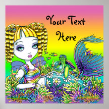 "Sandy" Cute Rainbow Fairy Mermaid Party Poster