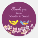 Sangria Love Birds Cute Wedding Thank You Stickers