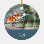 Sanke Koi in Abstract Blue & Green Pond Ornament