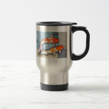 Sanke Koi Twins in Oriental Collage Pool Coffee Mugs