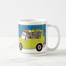 Santa and Reindeer in Van Mug