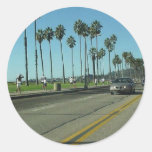 Santa Barbara Palmtrees Road Round Sticker