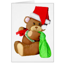 Santa Bear Delivering Goodies Greeting Card