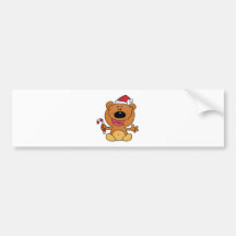 Santa Bear with Candy Cane Bumper Stickers