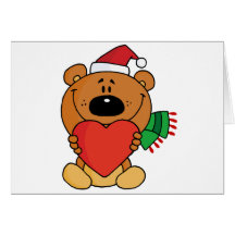 Santa Bear with Heart Greeting Cards