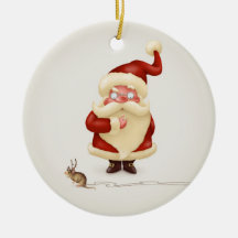 Santa Claus and Mouse reindeer Ornament
