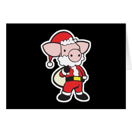 santa claus christmas pig greeting card