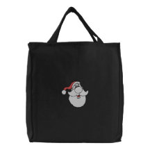 Santa Claus Face tote Embroidered Bags
