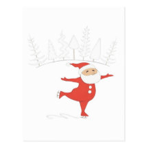 Santa Claus is ice skating POSTCARD
